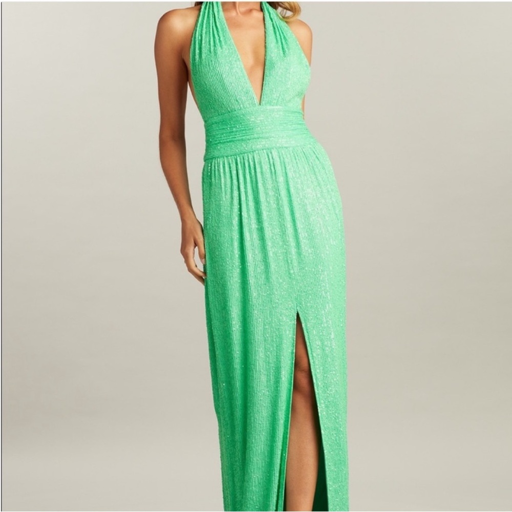 Tadashi Shoji Sho Sasha Halterneck Gown Lime Green 10